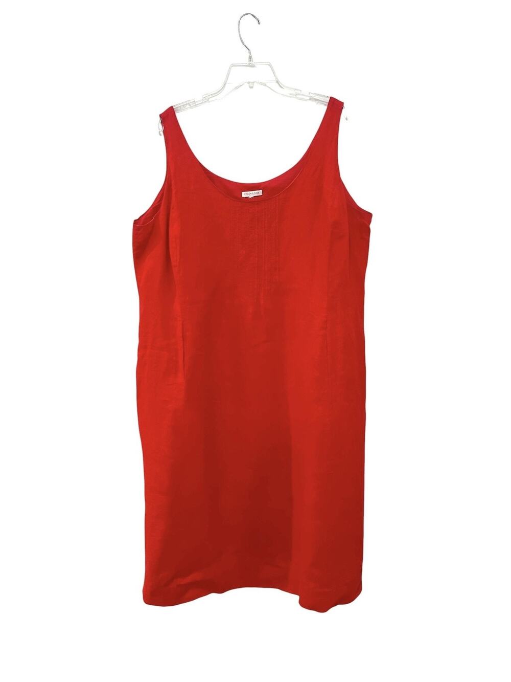 Eileen Fisher Dress Womens XXL Orange Red Irish Linen Tank Shift Lined